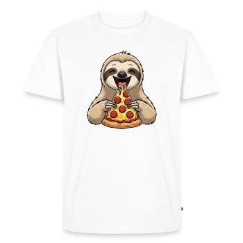 Cute Sloth Cartoon Pizza Italian Food - Men's Premium Organic T-Shirt - white - Front - Nico (187cm)