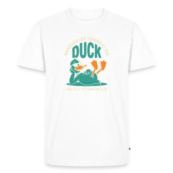 Esquive Duck – Laissez les autres frapper - T-shirt Premium bio Homme - blanc - Devant - Nico (187cm)