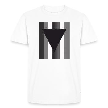 Triangle inversé sur champ rayé - T-shirt Premium bio Homme - blanc - Devant - Nico (187cm)
