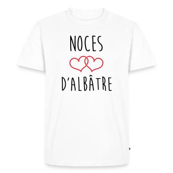 noces d'Albâtre 75 ans de mariage - T-shirt Premium bio Homme - blanc - Devant - Nico (187cm)