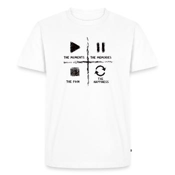 Mindfulness, Moments, Memories, Happiness - Men's Premium Organic T-Shirt - white - Front - Nico (187cm)