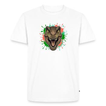 T-Rex Neon Paint Splatter Head - Men's Premium Organic T-Shirt - white - Front - Nico (187cm)