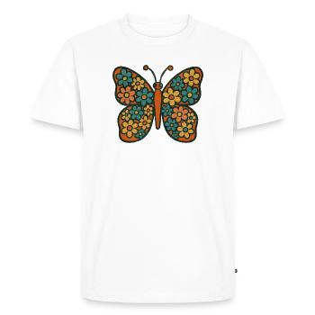 Papillon avec motif floral - T-shirt Premium bio Homme - blanc - Devant - Nico (187cm)