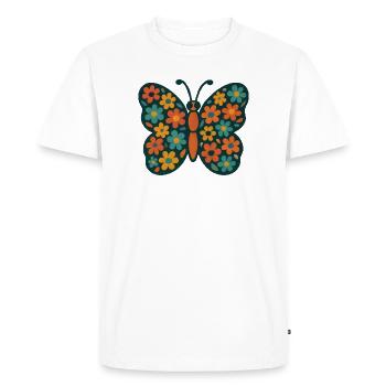 Flower Butterfly Play of Colors - Men's Premium Organic T-Shirt - white - Front - Nico (187cm)