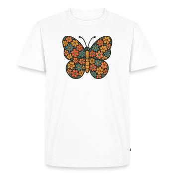 Motif fleur et papillon - T-shirt Premium bio Homme - blanc - Devant - Nico (187cm)
