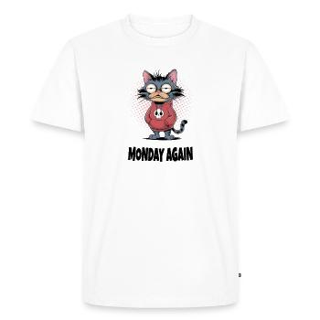 Monday Again Cat – Funny Cat Humor - Men's Premium Organic T-Shirt - white - Front - Nico (187cm)