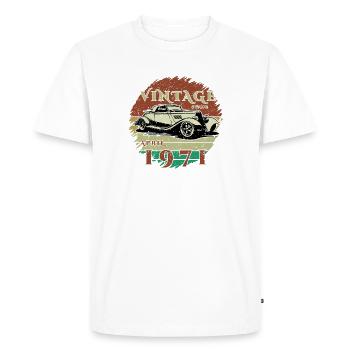 55e anniversaire - Classique - Millésime depuis 04/1971 - T-shirt Premium bio Homme - blanc - Devant - Nico (187cm)