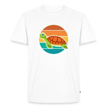 Cute Sea Turtle Retro Sunset Ocean Graphic - Men's Premium Organic T-Shirt - white - Front - Nico (187cm)