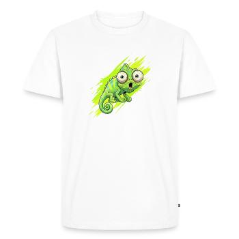 Neon Chameleon Splash - Men's Premium Organic T-Shirt - white - Front - Nico (187cm)
