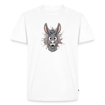 Cartoon Donkey in Spritz Splash - Men's Premium Organic T-Shirt - white - Front - Nico (187cm)