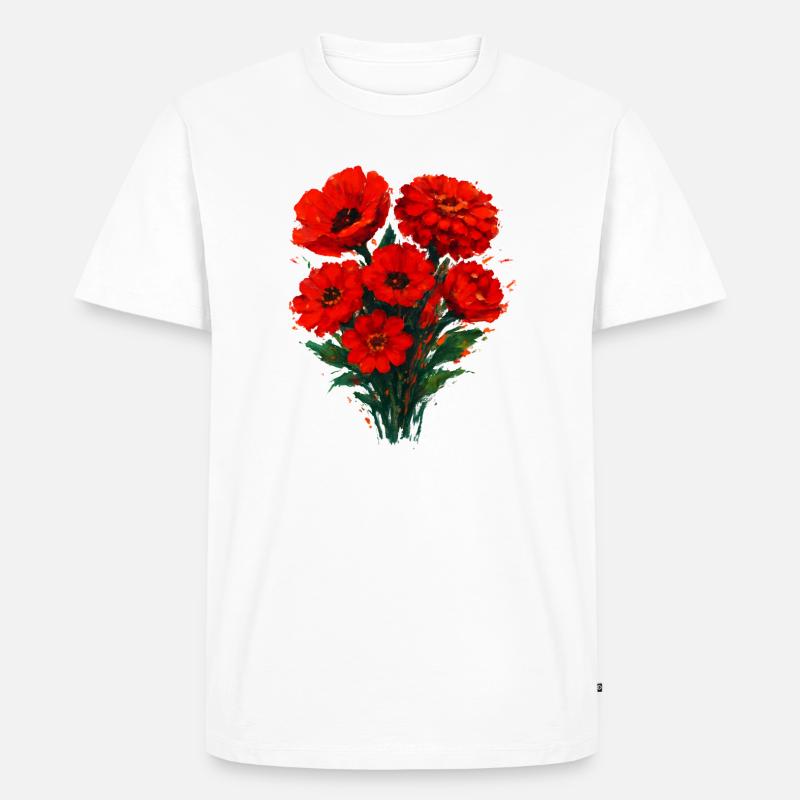 Rote Mohnblüten Aquarell - Männer Premium Bio T-Shirt - Weiß