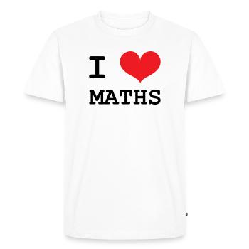 I Love Maths: Passion Mathematics T-Shirt - Men's Premium Organic T-Shirt - white - Front - Nico (187cm)