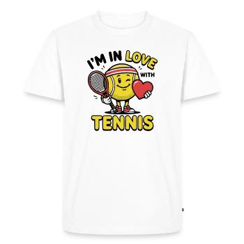 Chemise de tennis, J’adore le tennis, chemise enfant, sweat à capuche - T-shirt Premium bio Homme - blanc - Devant - Nico (187cm)
