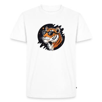 Cosmic Tiger Glasses - Men's Premium Organic T-Shirt - white - Front - Nico (187cm)