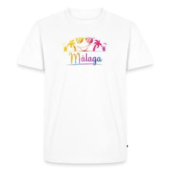 Málaga Tropical Palm Sunglasses - Men's Premium Organic T-Shirt - white - Front - Nico (187cm)