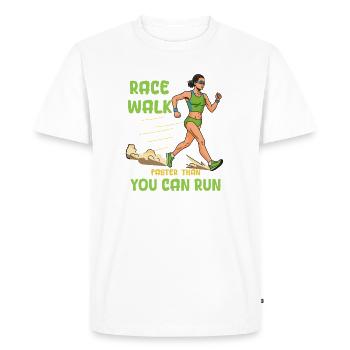 Marche (Compétition) : Plus rapide que tu ne peux courir ! - T-shirt Premium bio Homme - blanc - Devant - Nico (187cm)