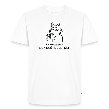 Loup Ambitieux et Goût de la Réussite - T-shirt Premium bio Homme - blanc - Devant - Nico (187cm)
