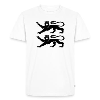 Blason Normandie 2 Léopards Noir - T-shirt Premium bio Homme - blanc - Devant - Nico (187cm)