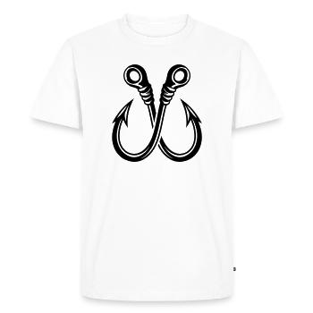 Poisson avec icônes d’hameçon de pêche - T-shirt Premium bio Homme - blanc - Devant - Nico (187cm)
