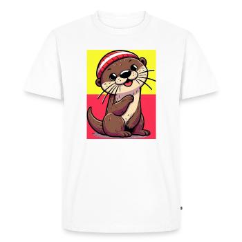 loutre - T-shirt Premium bio Homme - blanc - Devant - Nico (187cm)