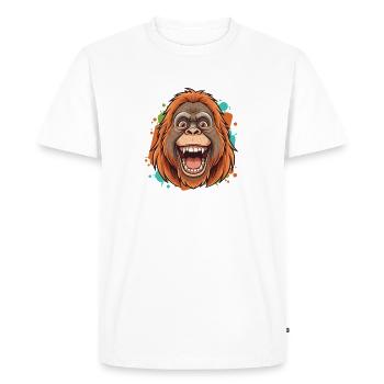 Humor Orang-outan Rieur - T-shirt Premium bio Homme - blanc - Devant - Nico (187cm)