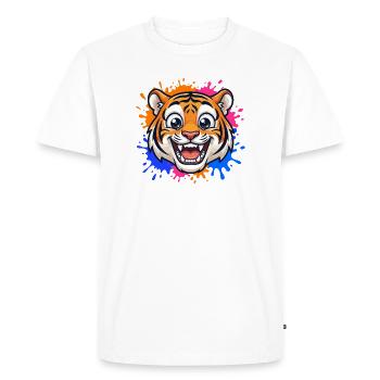 Laughing Tiger Splash of Color - Men's Premium Organic T-Shirt - white - Front - Nico (187cm)