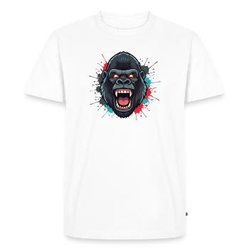 Explosion de couleur du rugissement du singe - T-shirt Premium bio Homme - blanc - Devant - Nico (187cm)