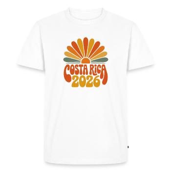 Costa Rica 2026 Sun Arch Logo - Men's Premium Organic T-Shirt - white - Front - Nico (187cm)