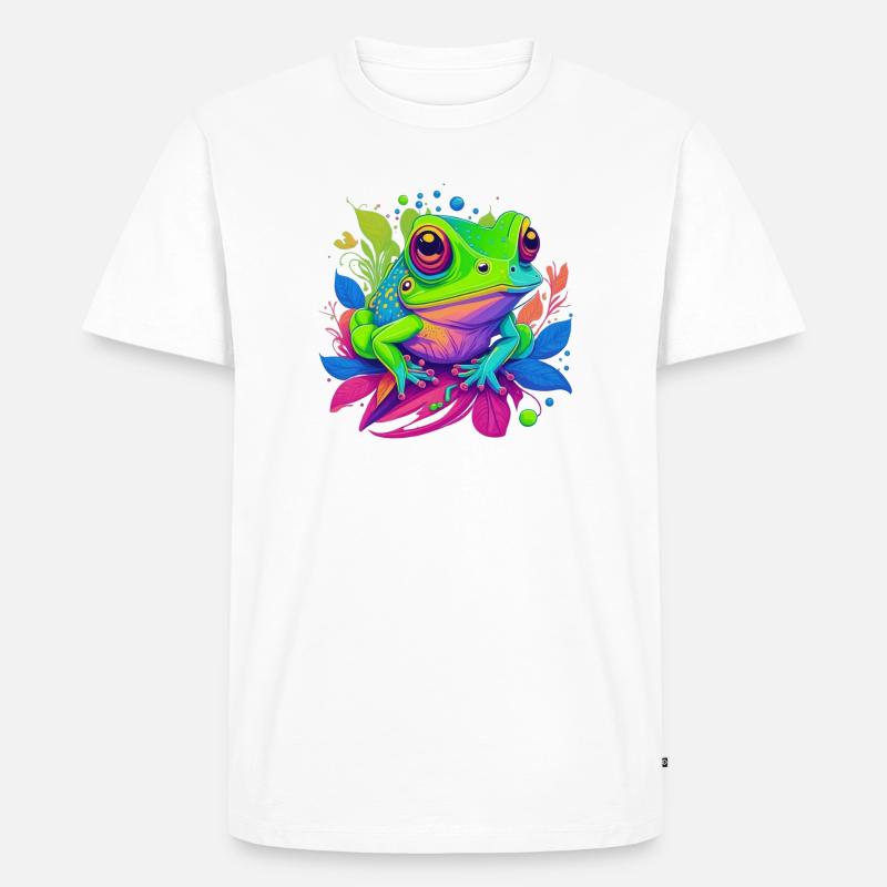 Regenbogenfrosch auf Blättern - Männer Premium Bio T-Shirt - Weiß