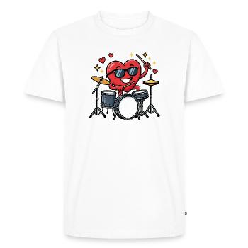Des batteurs drôles pour la Saint-Valentin - T-shirt Premium bio Homme - blanc - Devant - Nico (187cm)
