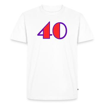 40. 40 YEARS. 40th ANNIVERSARY. 40 YEARS ANNIVERSARY. - Men's Premium Organic T-Shirt - white - Front - Nico (187cm)