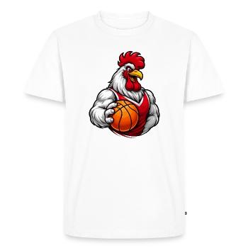 Mascotte du poulet basket-ball - T-shirt Premium bio Homme - blanc - Devant - Nico (187cm)