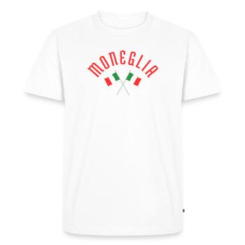 Drapeaux italiens de Moneglia Emblème croisé - T-shirt Premium bio Homme - blanc - Devant - Nico (187cm)