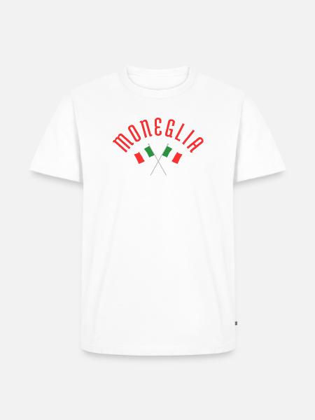 Moneglia Italian Flags Crossed Emblem - Men's Premium Organic T-Shirt - white
