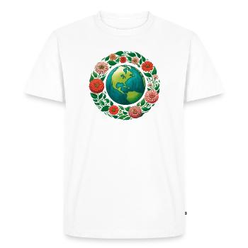 Anneau de la Terre en Fleurs - T-shirt Premium bio Homme - blanc - Devant - Nico (187cm)