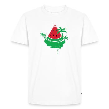 Watermelon Summer Party Paradise with Palm Trees - Men's Premium Organic T-Shirt - white - Front - Nico (187cm)