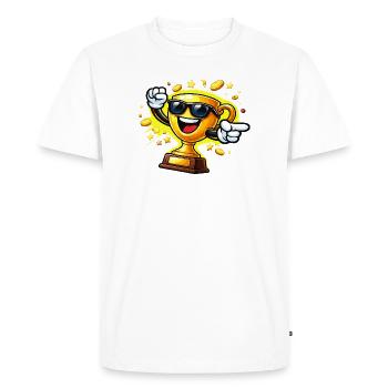 Golden Trophy with Sunglasses - Men's Premium Organic T-Shirt - white - Front - Nico (187cm)