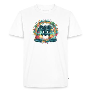 Illustration binoculaire Tropical Explorer - T-shirt Premium bio Homme - blanc - Devant - Nico (187cm)