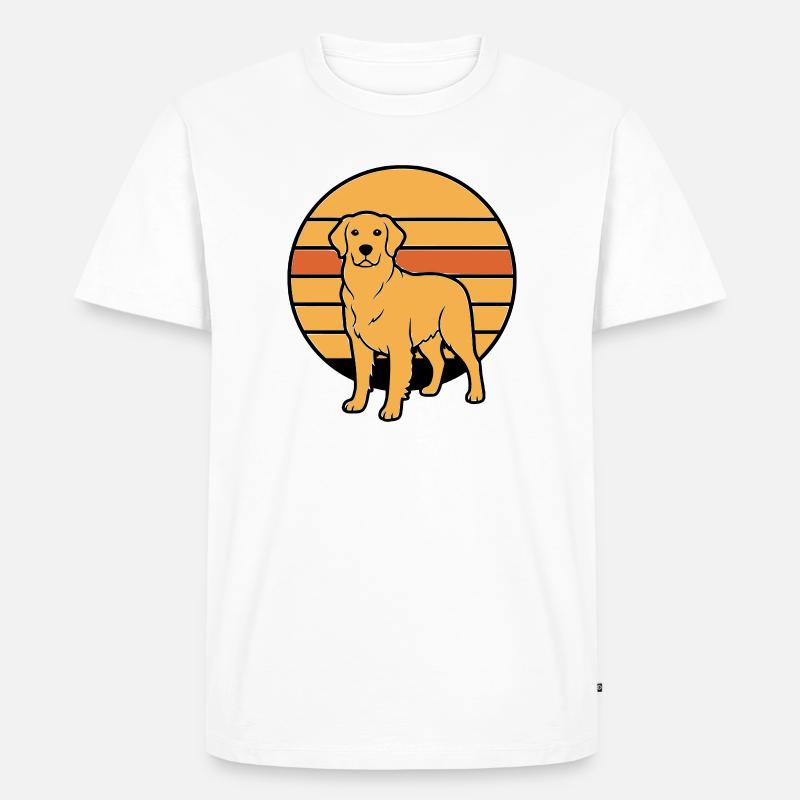 Hund Retriever Retro Sunset - Männer Premium Bio T-Shirt - Weiß