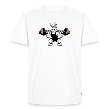 Muscle Bunny Carrot Dumbbell - Men's Premium Organic T-Shirt - white - Front - Nico (187cm)