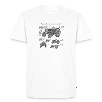 Croquis du tracteur agricole - T-shirt Premium bio Homme - blanc - Devant - Nico (187cm)