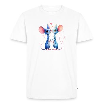 Blue mice in love - Men's Premium Organic T-Shirt - white - Front - Nico (187cm)