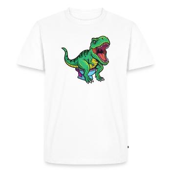 Dessin animé de T-Rex sur les toilettes - T-shirt Premium bio Homme - blanc - Devant - Nico (187cm)