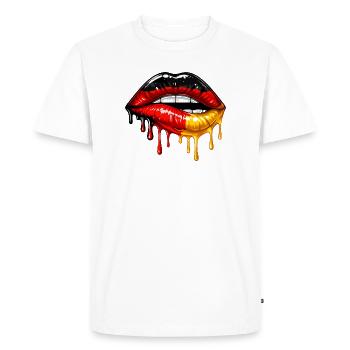 Fille allemande Allemagne Drapeau Lips Football - T-shirt Premium bio Homme - blanc - Devant - Nico (187cm)