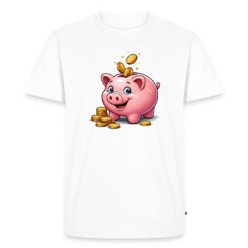 Or porte-bonheur de la tirelire - T-shirt Premium bio Homme - blanc - Devant - Nico (187cm)
