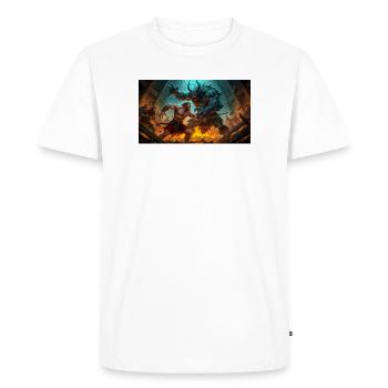 Beowulf affronte le monstre Grendel la nuit - T-shirt Premium bio Homme - blanc - Devant - Nico (187cm)