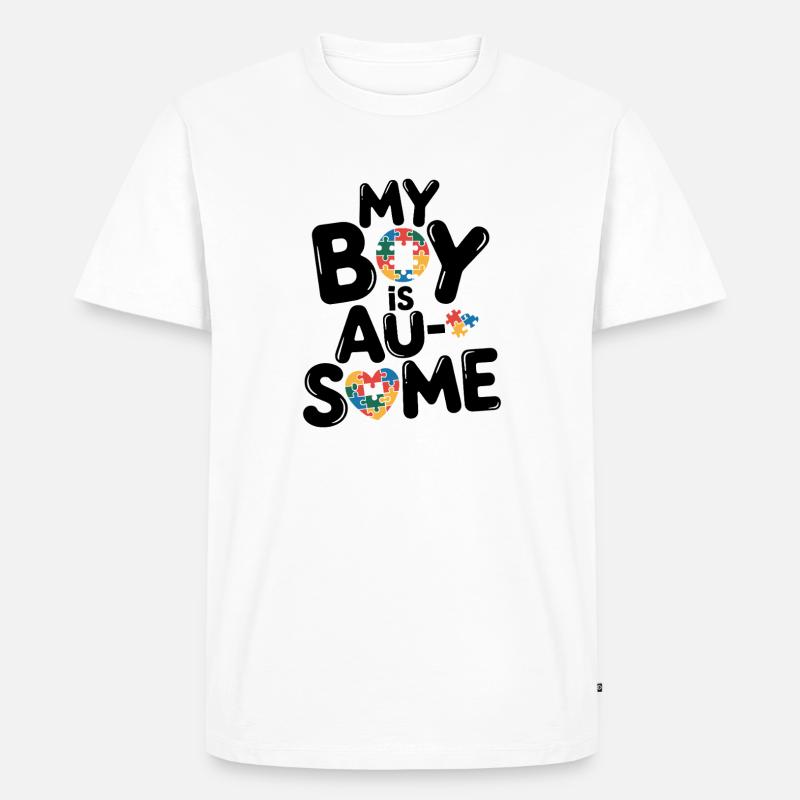 Regenbogen Puzzleherz Kreis Autism Awareness - Männer Premium Bio T-Shirt - Weiß