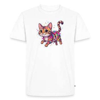 Art coloré éclaboussé de chats - T-shirt Premium bio Homme - blanc - Devant - Nico (187cm)