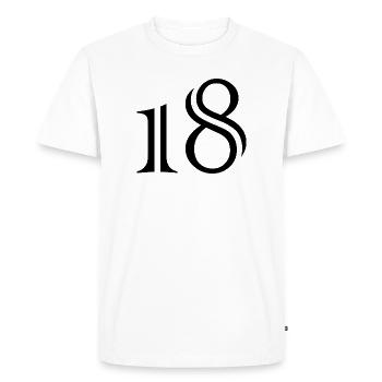 18. 18 ANS. 18e ANNIVERSAIRE. ANNIVERSAIRE 18 ANS. - T-shirt Premium bio Homme - blanc - Devant - Nico (187cm)