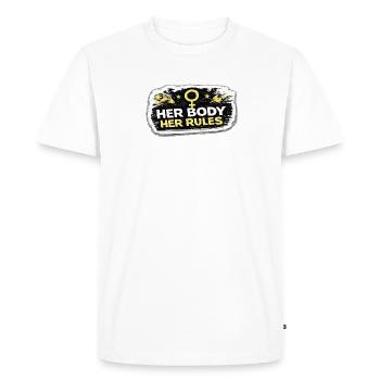 Her Body Her Rules Feminist Empowerment Sticker - T-shirt Premium bio Homme - blanc - Devant - Nico (187cm)